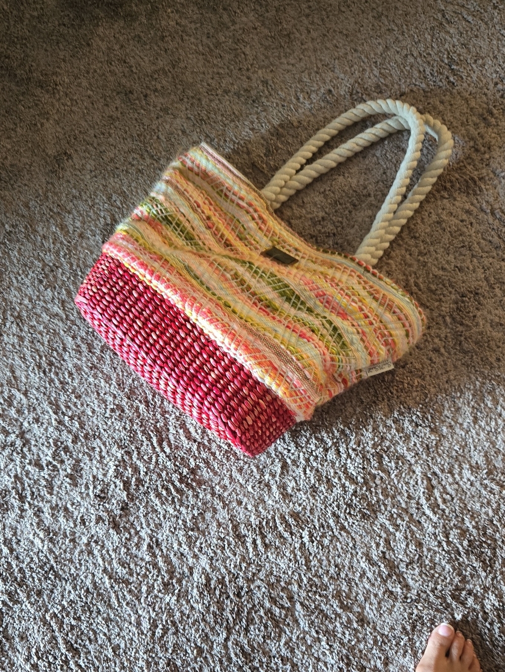 Vaca Woven Summr   Bag with Rope Handles Preloved Med Size
